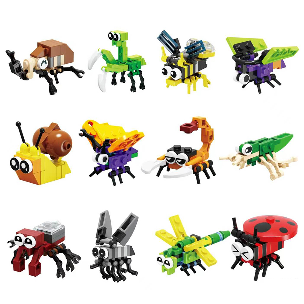 Kingdom Kids Education - 12pcs/set Blok Bangunan Kerajaan Serangga Figur
