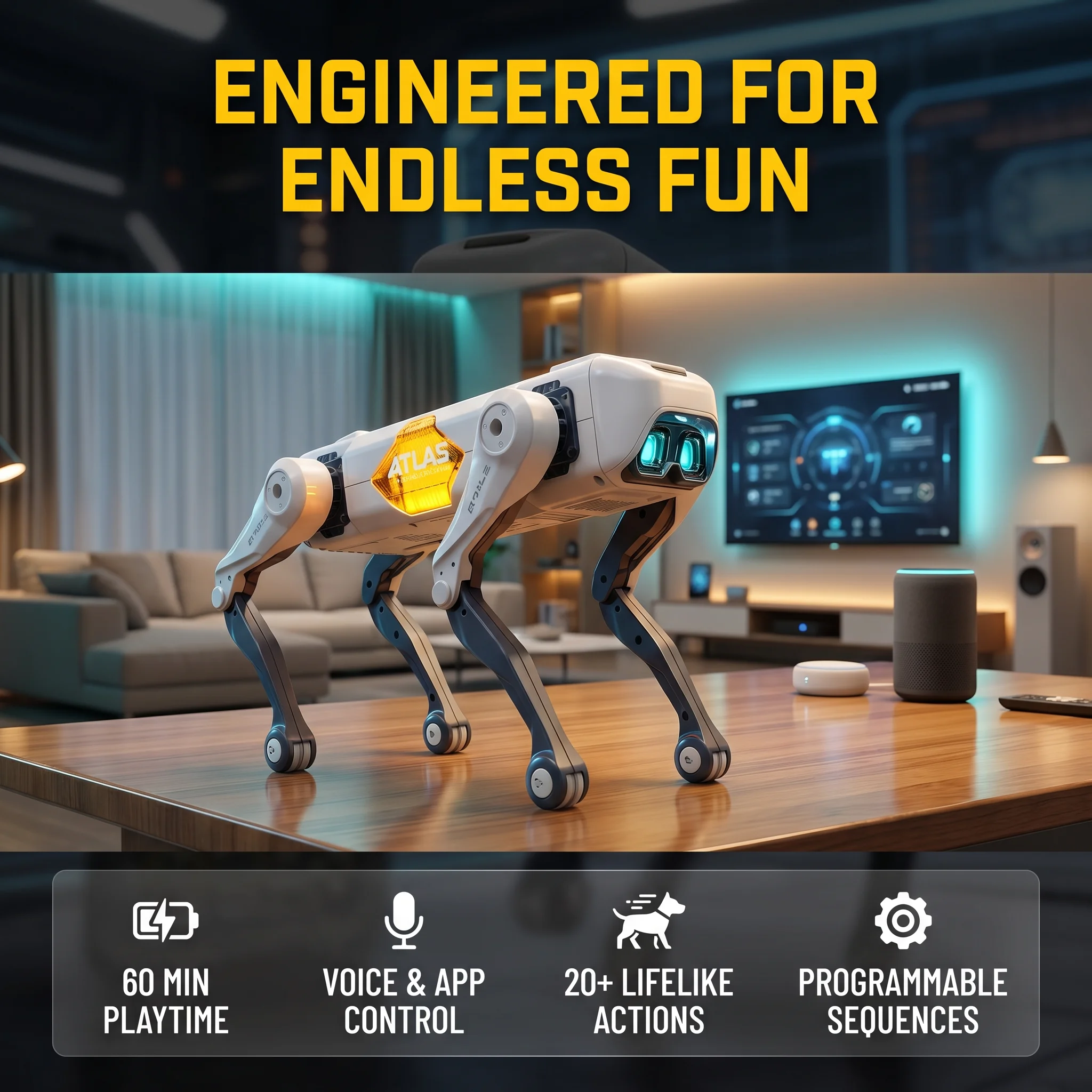 Kid Educational - Robot Anjing Pintar AI, Kontrol Suara