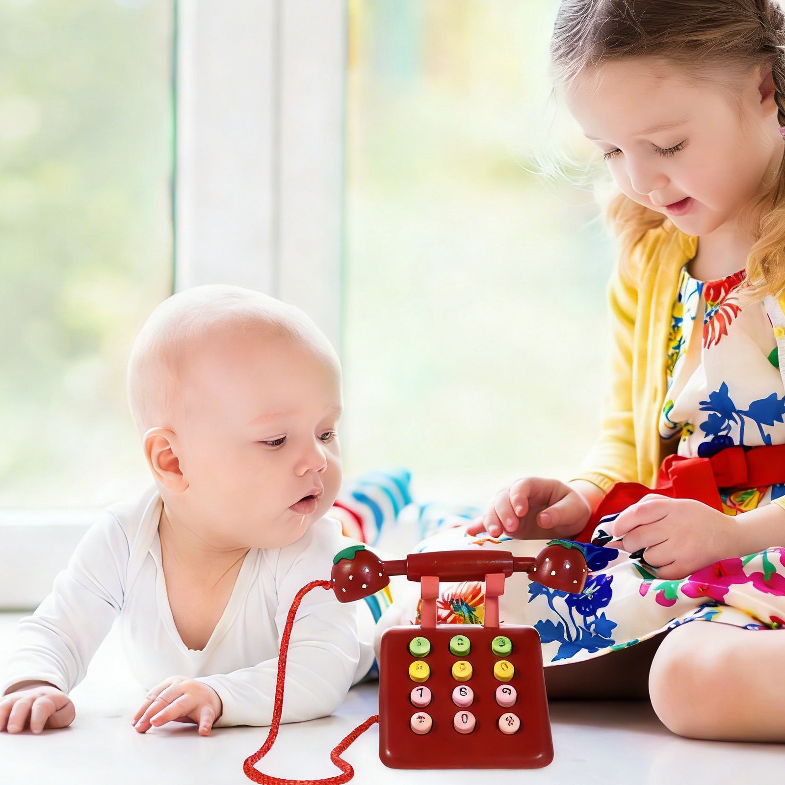 Simulasi Telepon Kayu Vintage  - Kids Education Phone ulasan dan harga