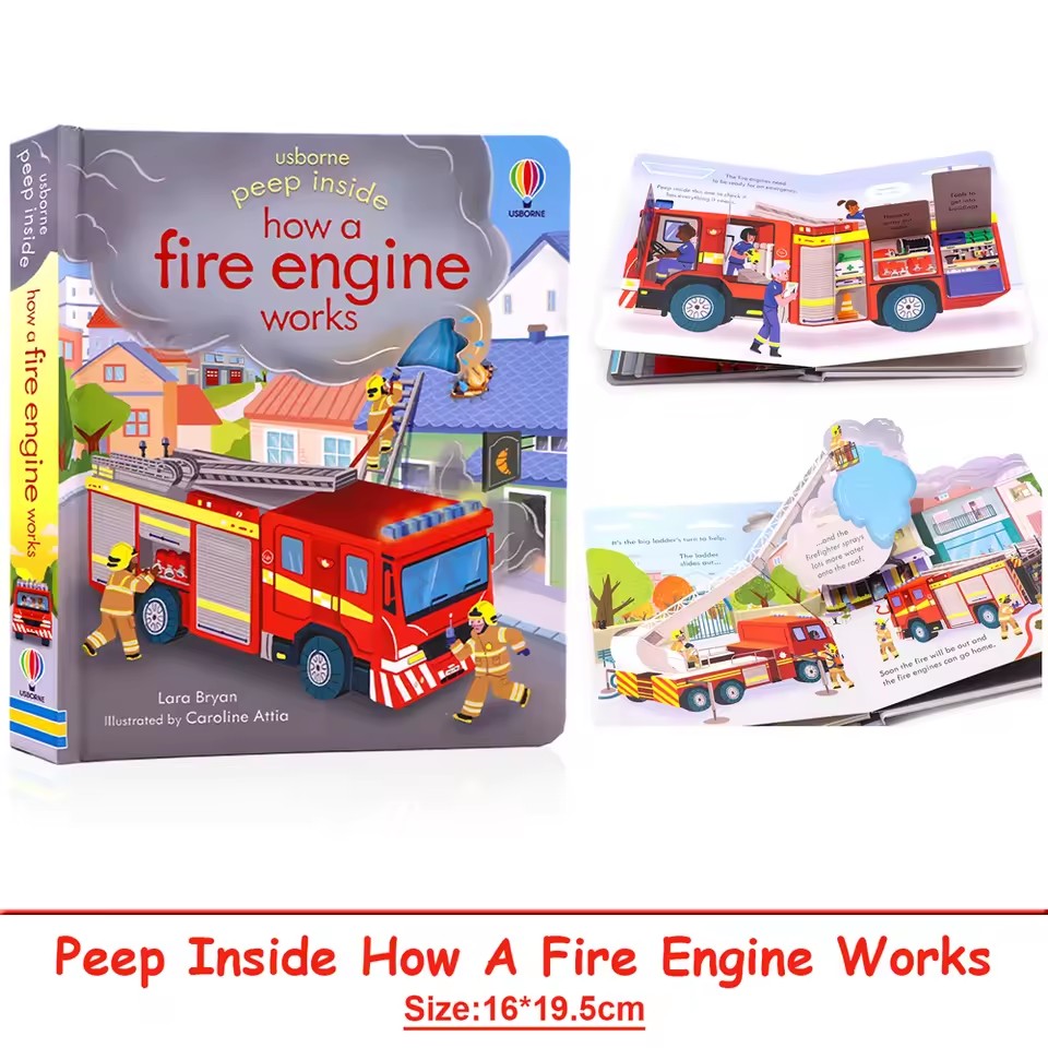 Usborne Peep Inside How A Fire - Kid Educational ulasan dan harga