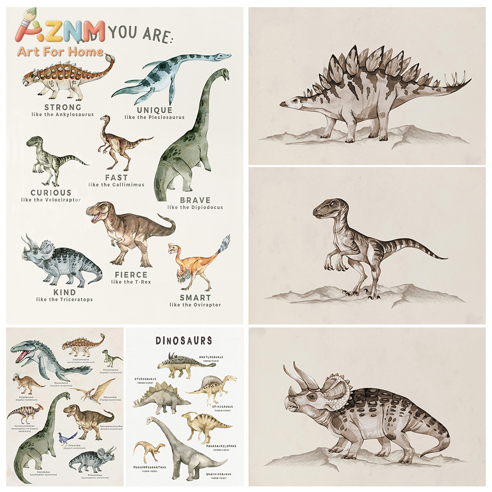 Seni Dinding Kanvas Dinosaurus - Kids Education Quote ulasan dan harga