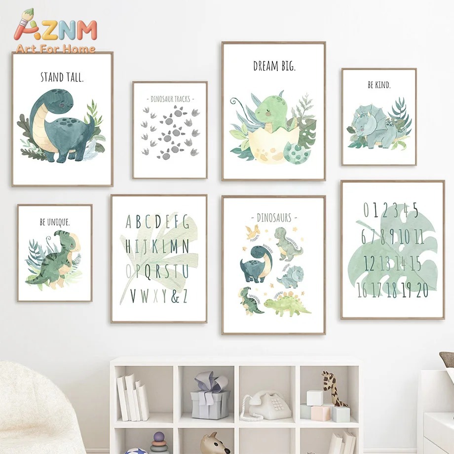 AZNM Lukisan Kanvas Dinosaurus - Kids Education Quote ulasan dan harga