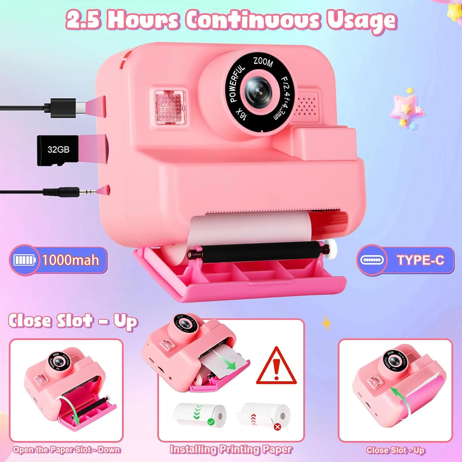 Kamera cetak instan anak-anak, - Kids Educational Videos ulasan dan harga