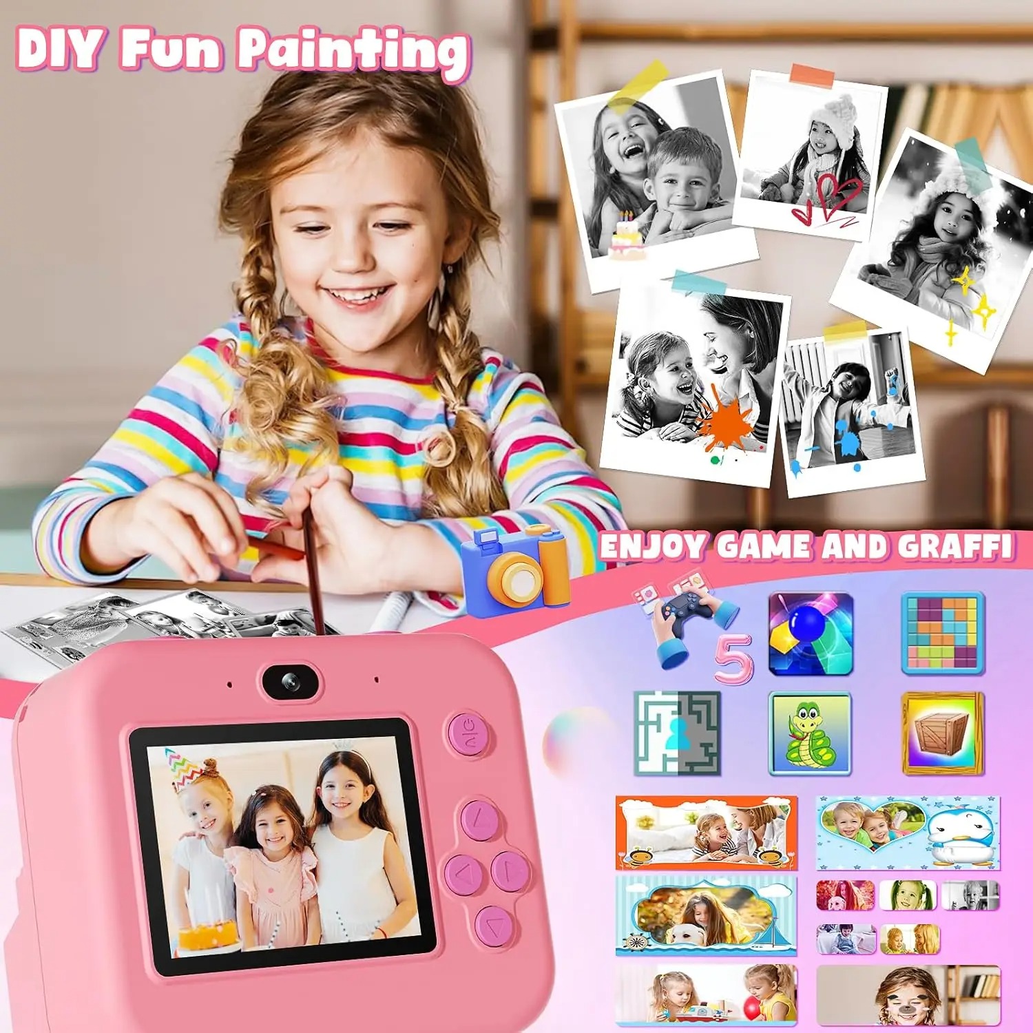 Kamera cetak instan anak-anak, - Kids Educational Videos ulasan dan harga